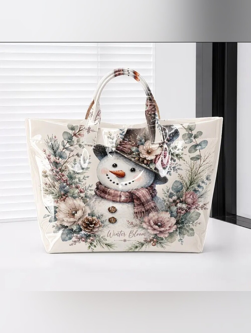 Winter Bloom Snowman PVC Daily Commute Tote